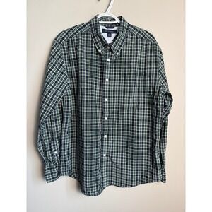 Tommy Hilfiger Mens Green Plaid Button Down Shirt XL Preppy Classic Ivy League